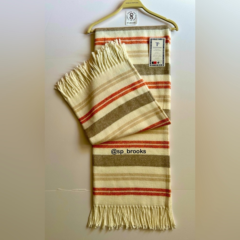 🎁Texteis Penedo Throw Blanket - Fall Orange Stripe - MADE IN PORTUGAL